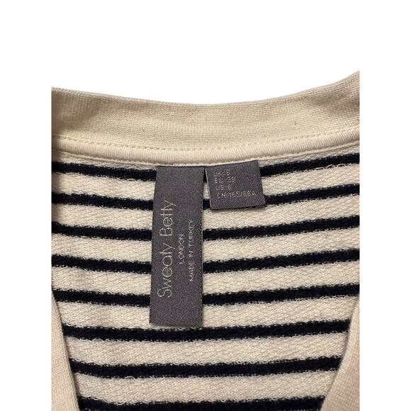 Sweaty Betty After Class Cropped Navy Striped Sweatshirt US 6 Pilates Athleisure - Picture 3 of 10
